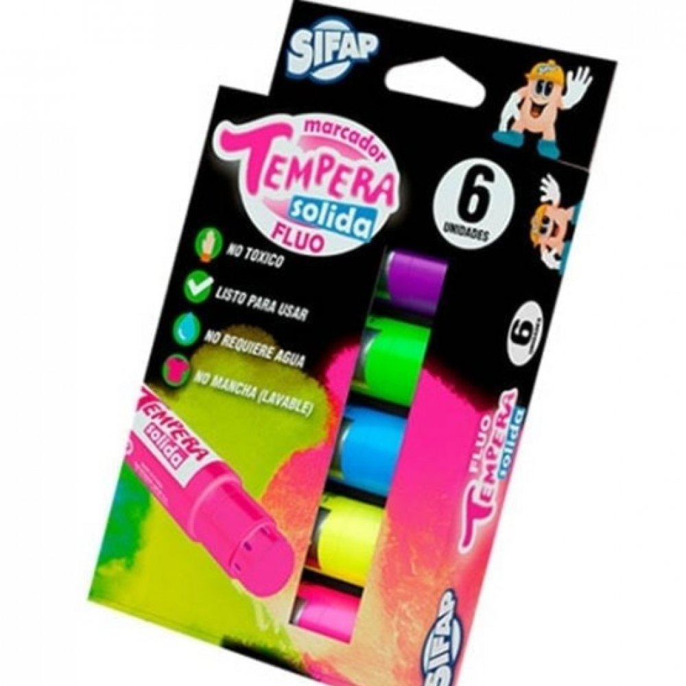 tempera-solida-sifap-6-colores-fluor