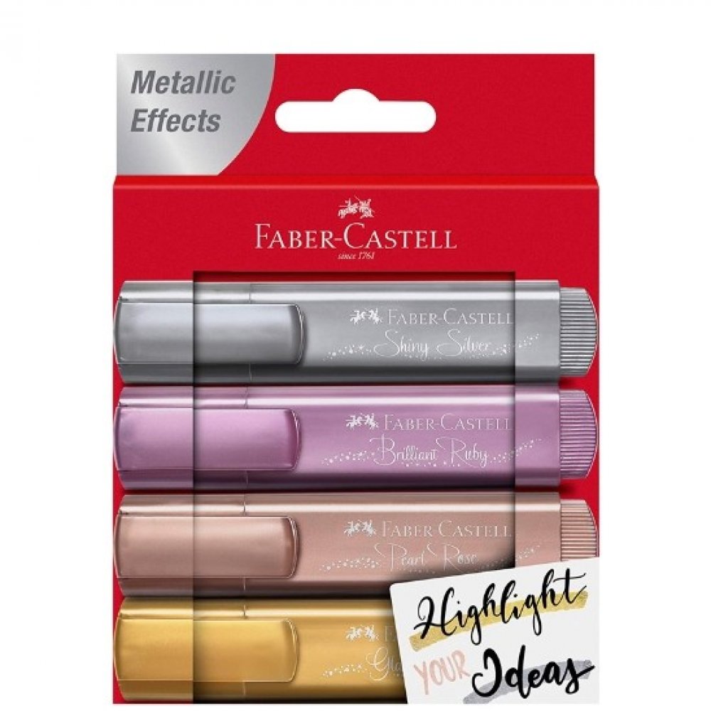 resaltadores-faber-castell-metalizados-x4