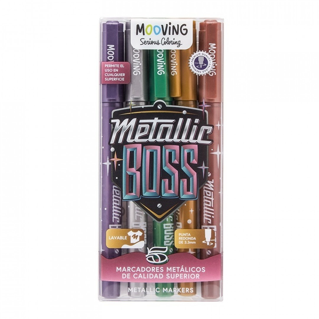 marcadores-metallic-boss-mooving-x5